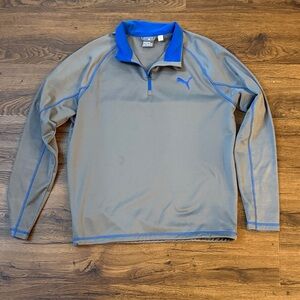 Puma Men's Fleece Quarter Zip in Gray and Blue